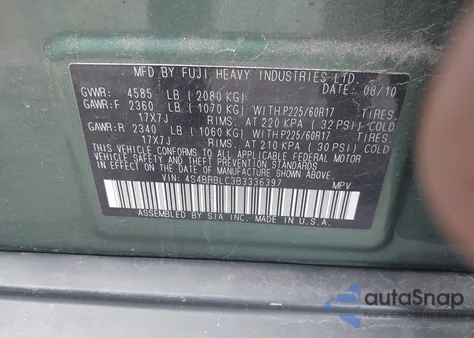 2011 Subaru Outback 2.5I Limited из США, поврежденный, VIN 4S4BRBLC3B3336397